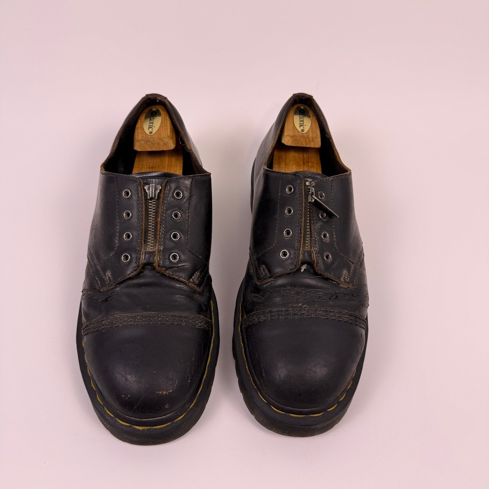 VTG Dr. Martens Front Zip Derby Shoes Mens 14 Leather Platform Lug Sole Grunge - Picture 2 of 14